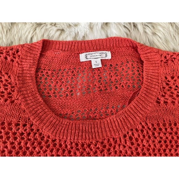 Anthropologie AphOrism Sweater Cowlneck Short Sleeves Vibrant Orange Size:S - Picture 3 of 5